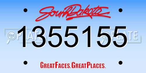 1355155 South Dakota License Plate