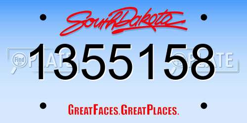 1355158 South Dakota License Plate