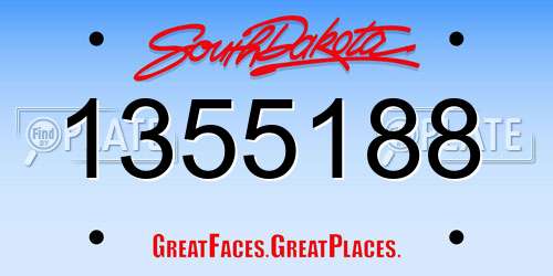 1355188 South Dakota License Plate