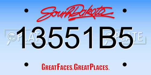 13551B5 South Dakota License Plate