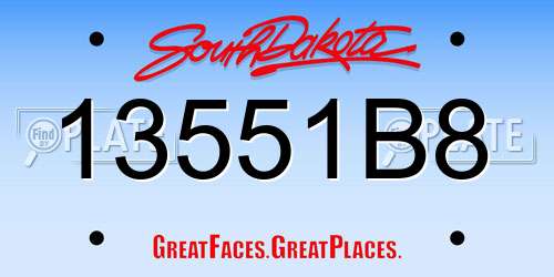 13551B8 South Dakota License Plate