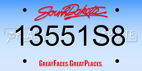 13551S8 South Dakota License Plate