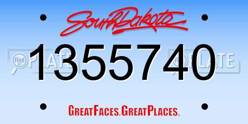 1355740 South Dakota License Plate