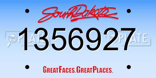 1356927 South Dakota License Plate