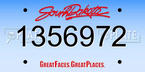 1356972 South Dakota License Plate