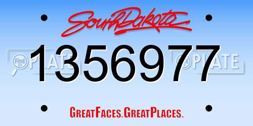 1356977 South Dakota License Plate