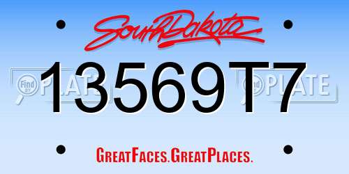13569T7 South Dakota License Plate