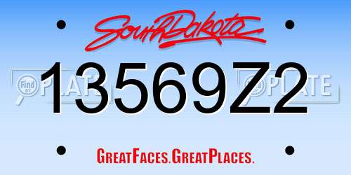 13569Z2 South Dakota License Plate