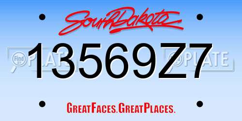 13569Z7 South Dakota License Plate