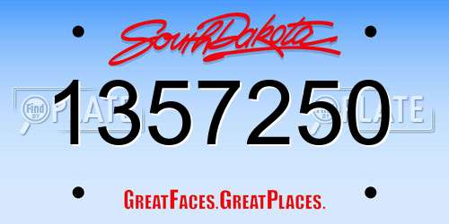 1357250 South Dakota License Plate