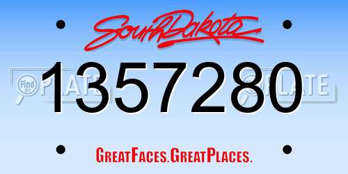1357280 South Dakota License Plate