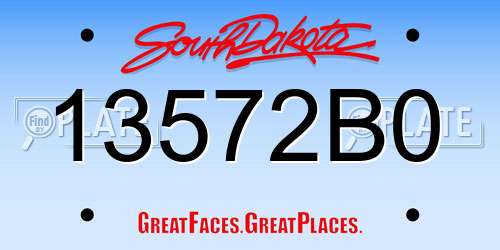 13572B0 South Dakota License Plate