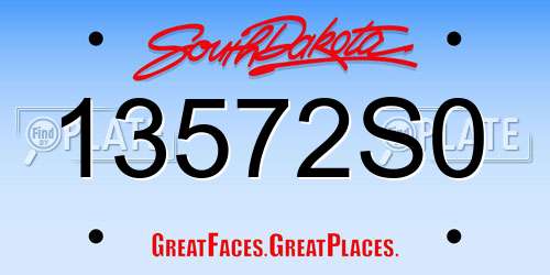 13572S0 South Dakota License Plate