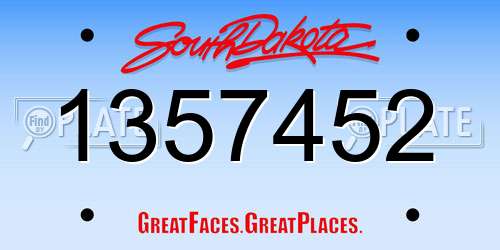 1357452 South Dakota License Plate
