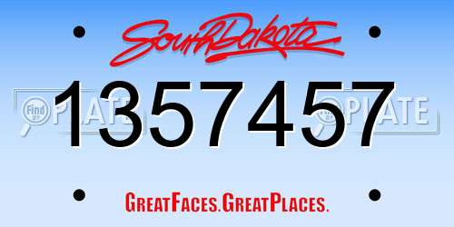 1357457 South Dakota License Plate