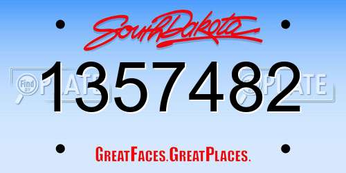 1357482 South Dakota License Plate