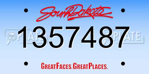 1357487 South Dakota License Plate