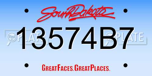 13574B7 South Dakota License Plate