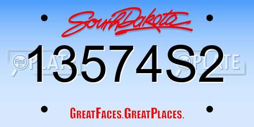 13574S2 South Dakota License Plate