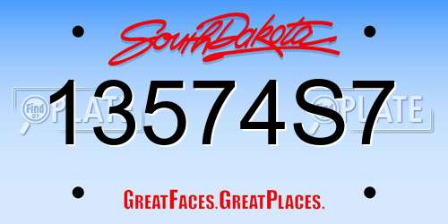 13574S7 South Dakota License Plate
