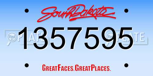 1357595 South Dakota License Plate