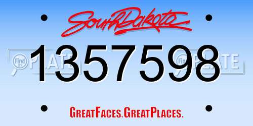 1357598 South Dakota License Plate