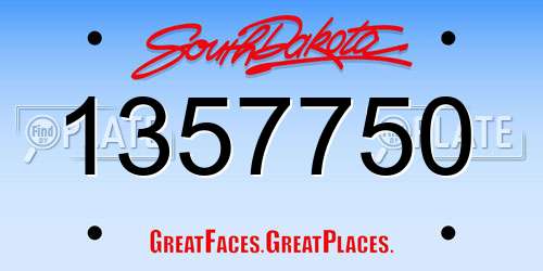 1357750 South Dakota License Plate