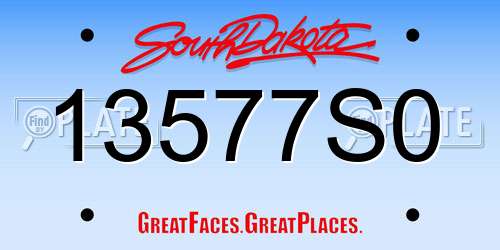 13577S0 South Dakota License Plate