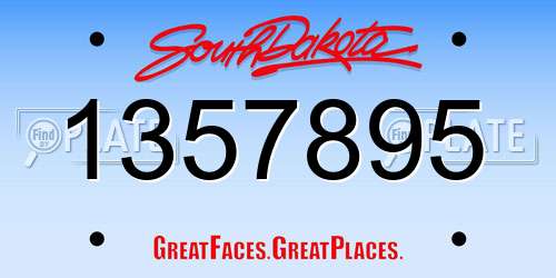 1357895 South Dakota License Plate