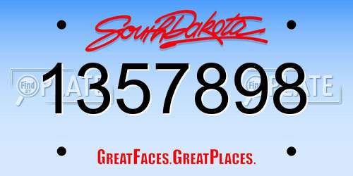 1357898 South Dakota License Plate