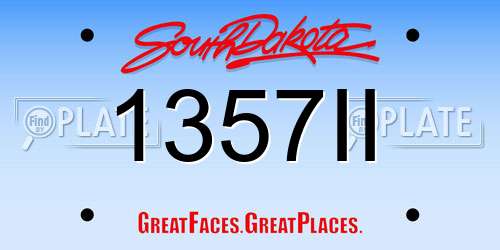 1357II South Dakota License Plate