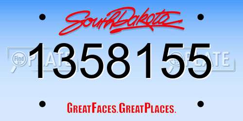 1358155 South Dakota License Plate