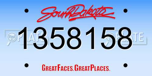 1358158 South Dakota License Plate