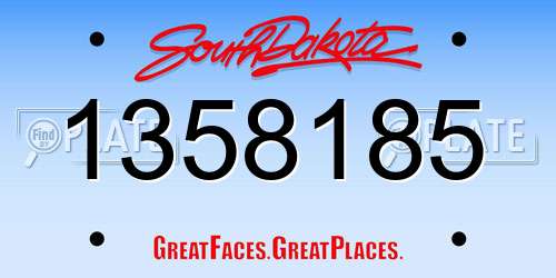 1358185 South Dakota License Plate