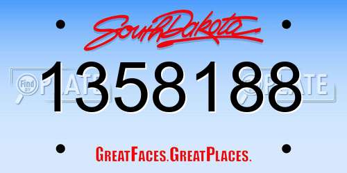 1358188 South Dakota License Plate