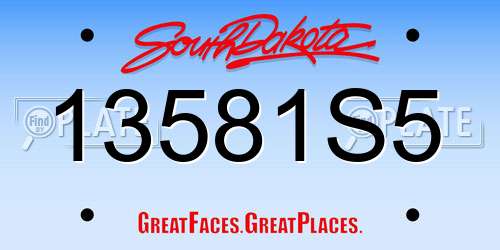 13581S5 South Dakota License Plate