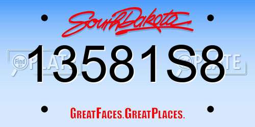 13581S8 South Dakota License Plate