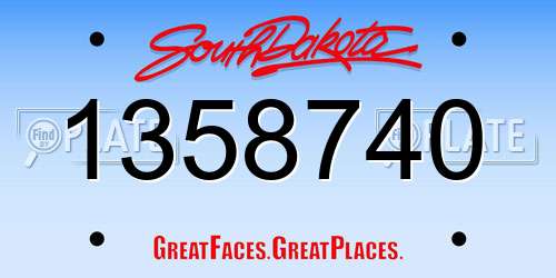 1358740 South Dakota License Plate