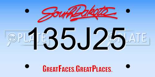135J25 South Dakota License Plate