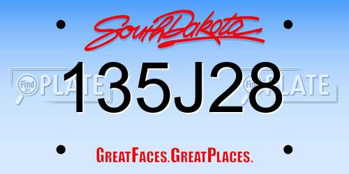 135J28 South Dakota License Plate