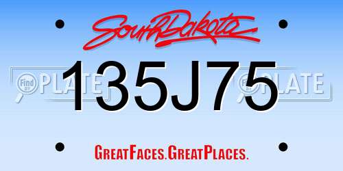 135J75 South Dakota License Plate
