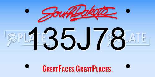 135J78 South Dakota License Plate