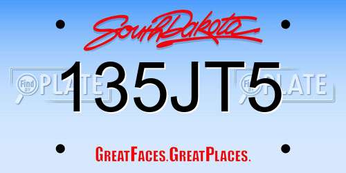 135JT5 South Dakota License Plate