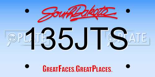 135JTS South Dakota License Plate