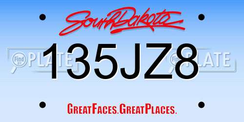 135JZ8 South Dakota License Plate