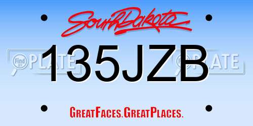 135JZB South Dakota License Plate