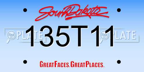 135T11 South Dakota License Plate