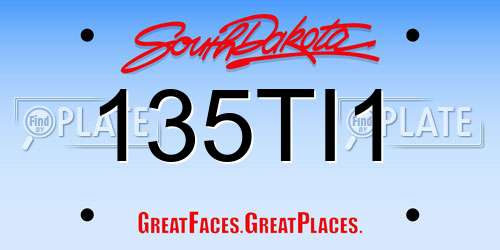 135TI1 South Dakota License Plate