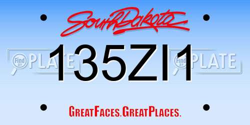 135ZI1 South Dakota License Plate