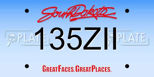 135ZII South Dakota License Plate